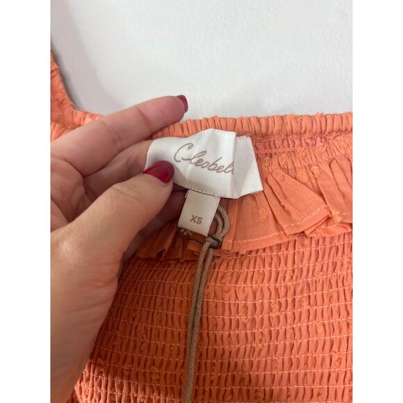 NWT Cleobella Harley Coral Pull On Smocked Tiered Ruffles Coral Mini Dress Sz XS - Picture 5 of 7